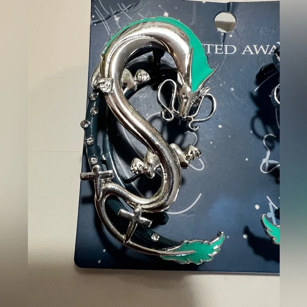 Hot Topic y2K Studio Ghibli Spirited Away Haku Dragon clip on ear cuffs. NWT